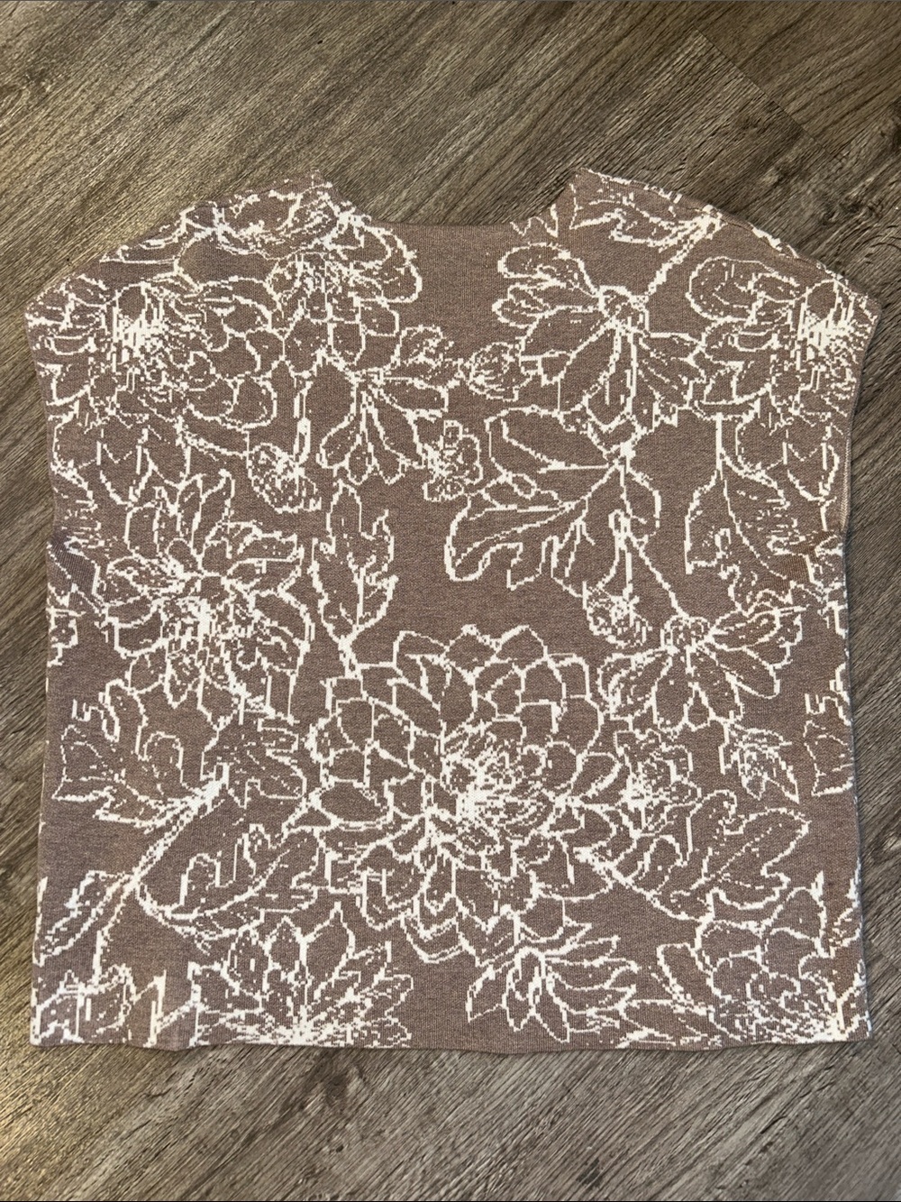 Cynthia Rowley Floral Knit Sweater Tank Top XL Taupe Cream Cap Sleeve - Picture 5 of 7